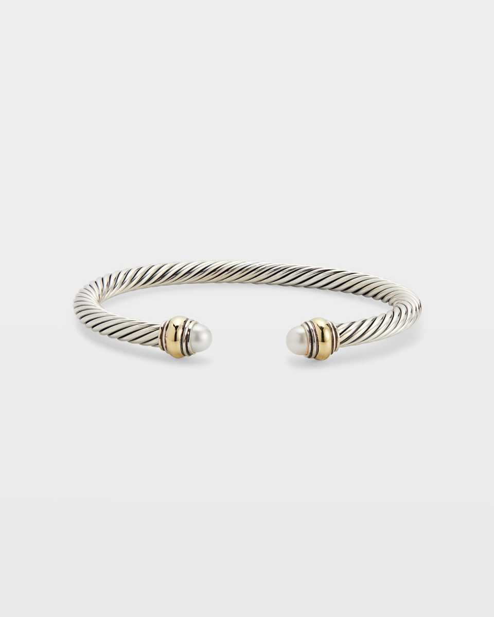 Cable Bracelet with Gemstone in Silver with 14K Gold, 5